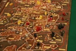 The game board from north to south